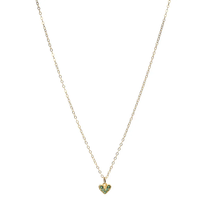 S925 Sterling Silver Emerald Love Heart Choker Necklace Pendant for Women 14K Gold Plated Necklaces Wedding Party Jewelry Gift