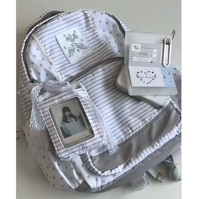 スターストライプバックパック Itabag 女性プリントジッパー防水バックパック韓国 Y2K 新学期学生キャンパスバックパック新