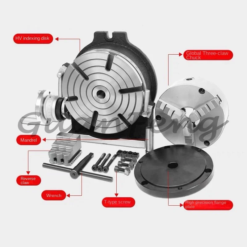 4-Inch turntable milling indexing head with three-jaw chuck Universal indexing disc