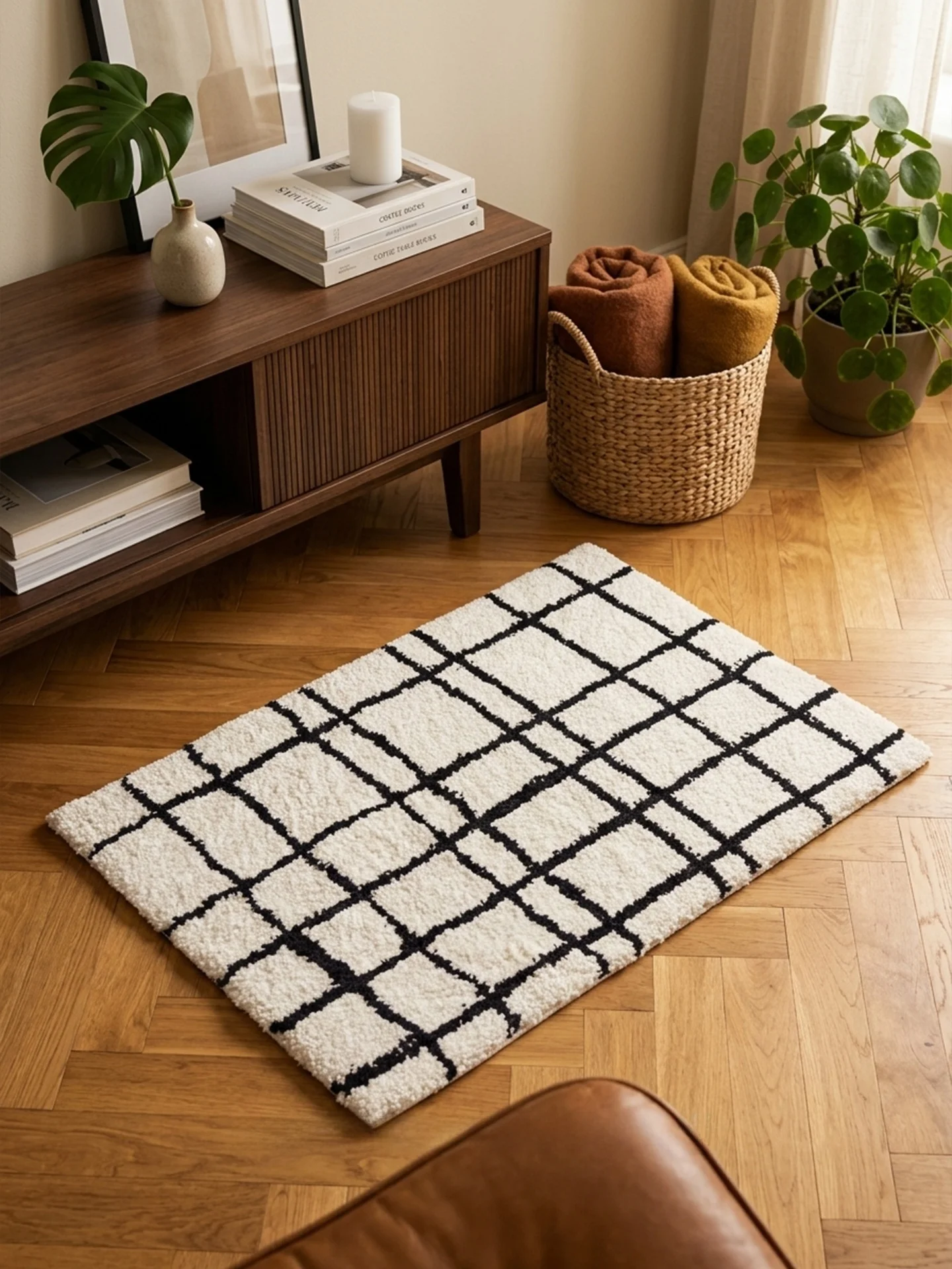 Simple Salt Style Bathroom Mat Anti-Slip High Absorbency Stripe And Plaid Patterned Home Decorative Floor Rug for Bathroom