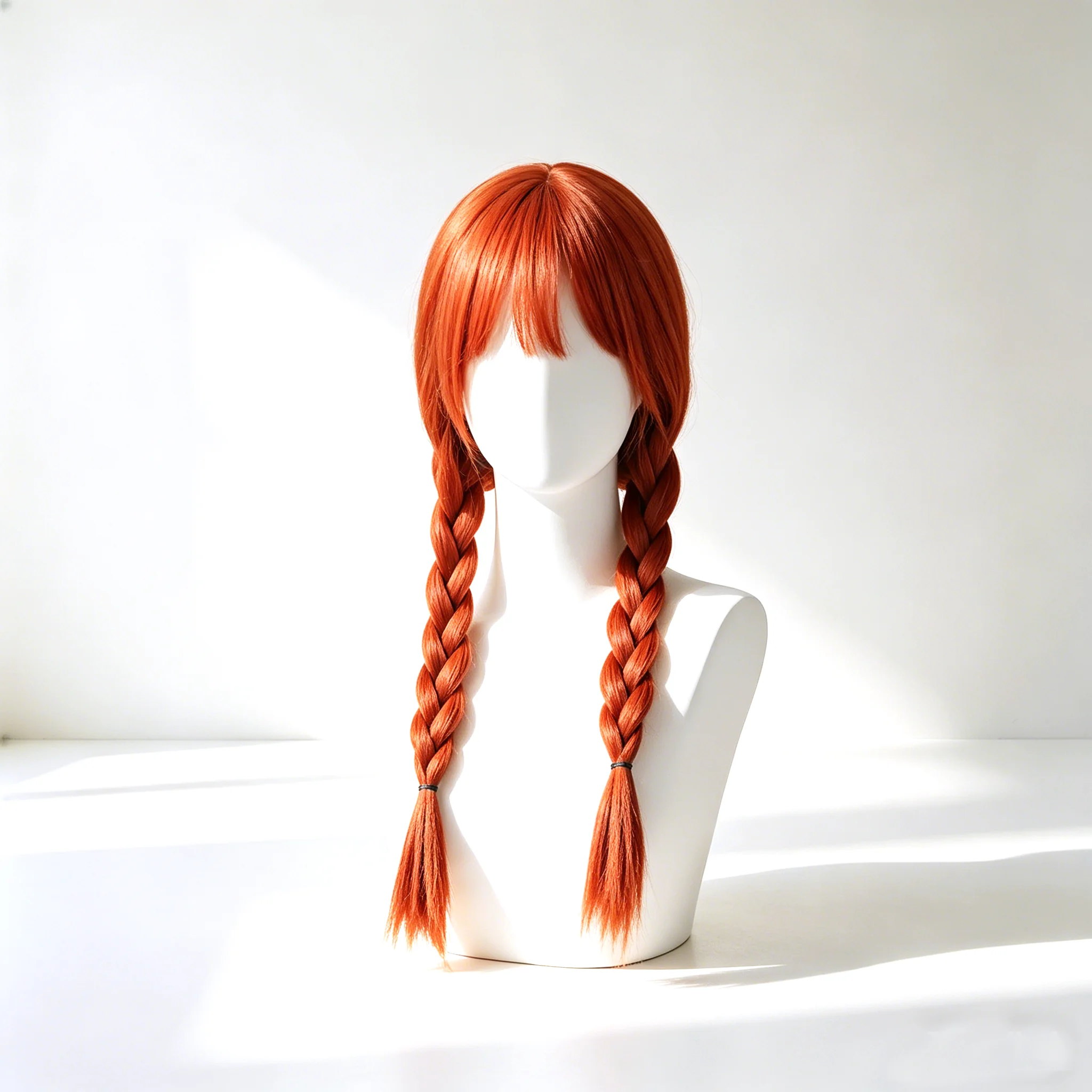 Orange-red Double Ponytail Anime Wig Broken Hair Bangs Dance Party Cosplay Long Hair Wig For Ladies Girls