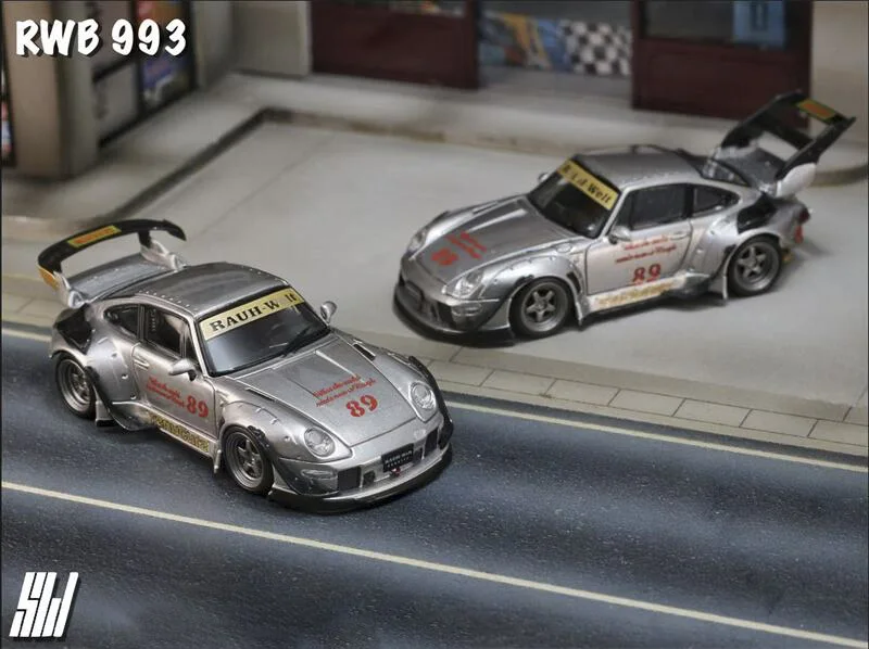 

SW 1:64 RWB 993 небесное двойное крыло/модель автомобиля из сплава GT Wing