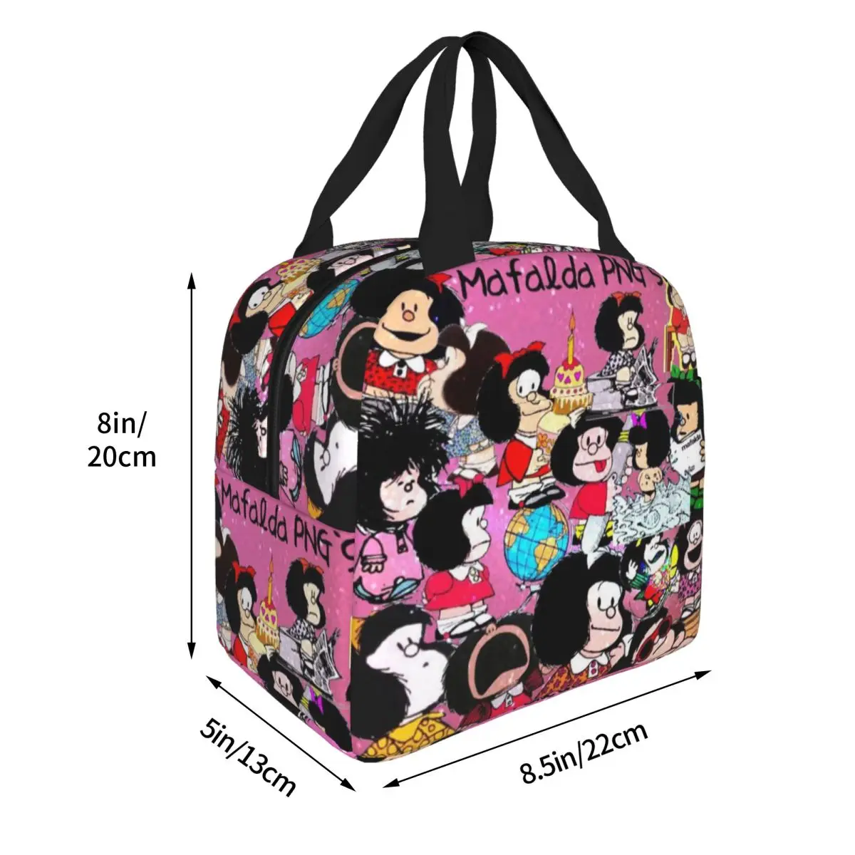 Mafalda-Sac à lunch isotherme étanche, sac thermique, boîte de rangement des aliments, fourre-tout de chien de dessin animé, sacs de voyage de bureau