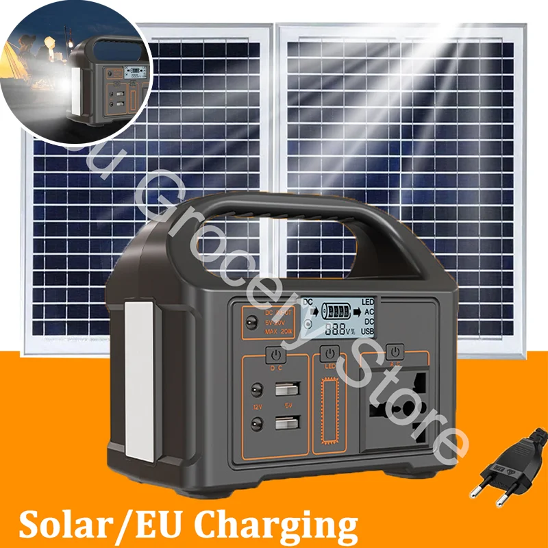 110v Solar Outdoor Power 100W Camping LED Display Live Stall Lithium Iron Phosphate Supercharger Off-grid Power Can Lighting