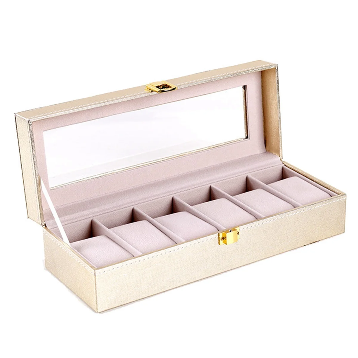 AOAO-6 Grids Watch Storage Box Special Case for Women Female Girl Watches Decorative Organizer Fashion Gift 6 Slots Gold