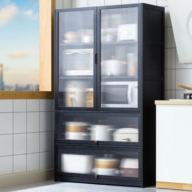 

Door Kitchen Shelf Multi-layer Floor Locker Microwave Oven Pot Storage Cabinet Cupboard Household Side Cabinet