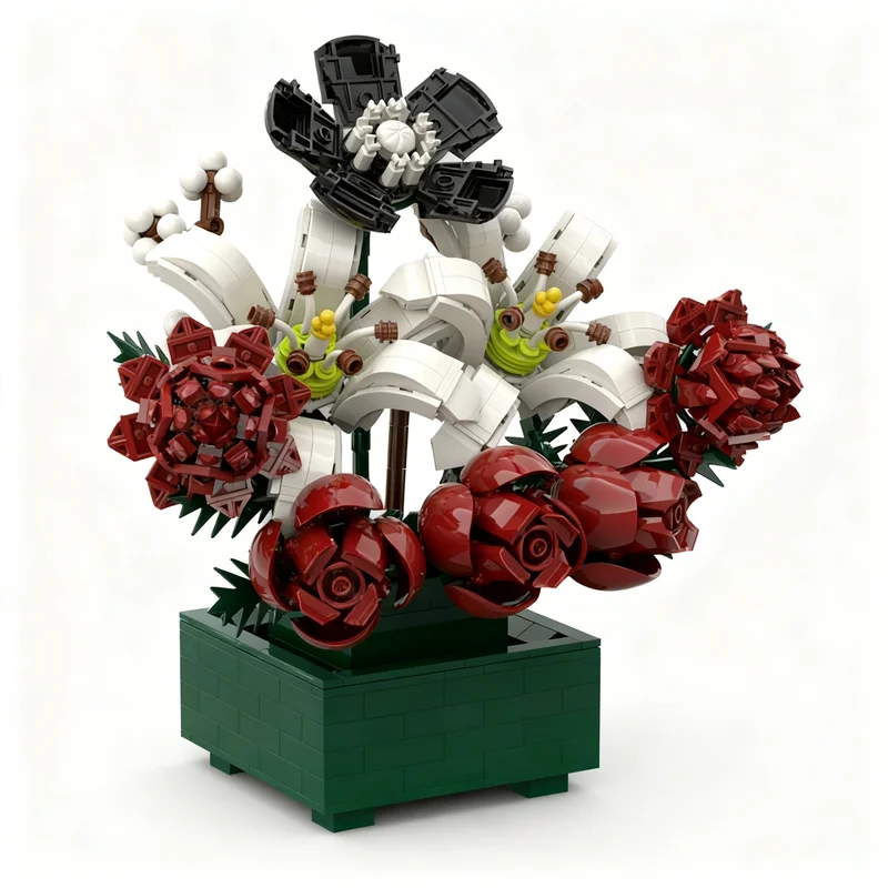 1017pcs MOC Botanicals The Dark Bouquet Model Building Blocks Education Brick Creative Collection Art Display DIY Craft Birthday