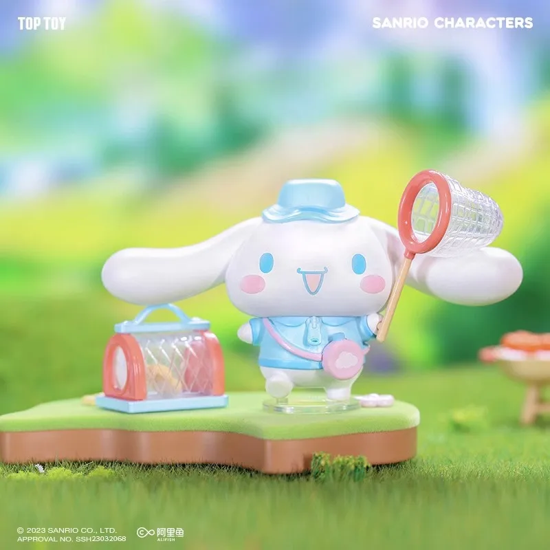 2023 Genuine Sanrio Anime Cinnamoroll Family Camping Friends Series Blind Box Kuromi Mini Model Children's Collection Toy Gifts