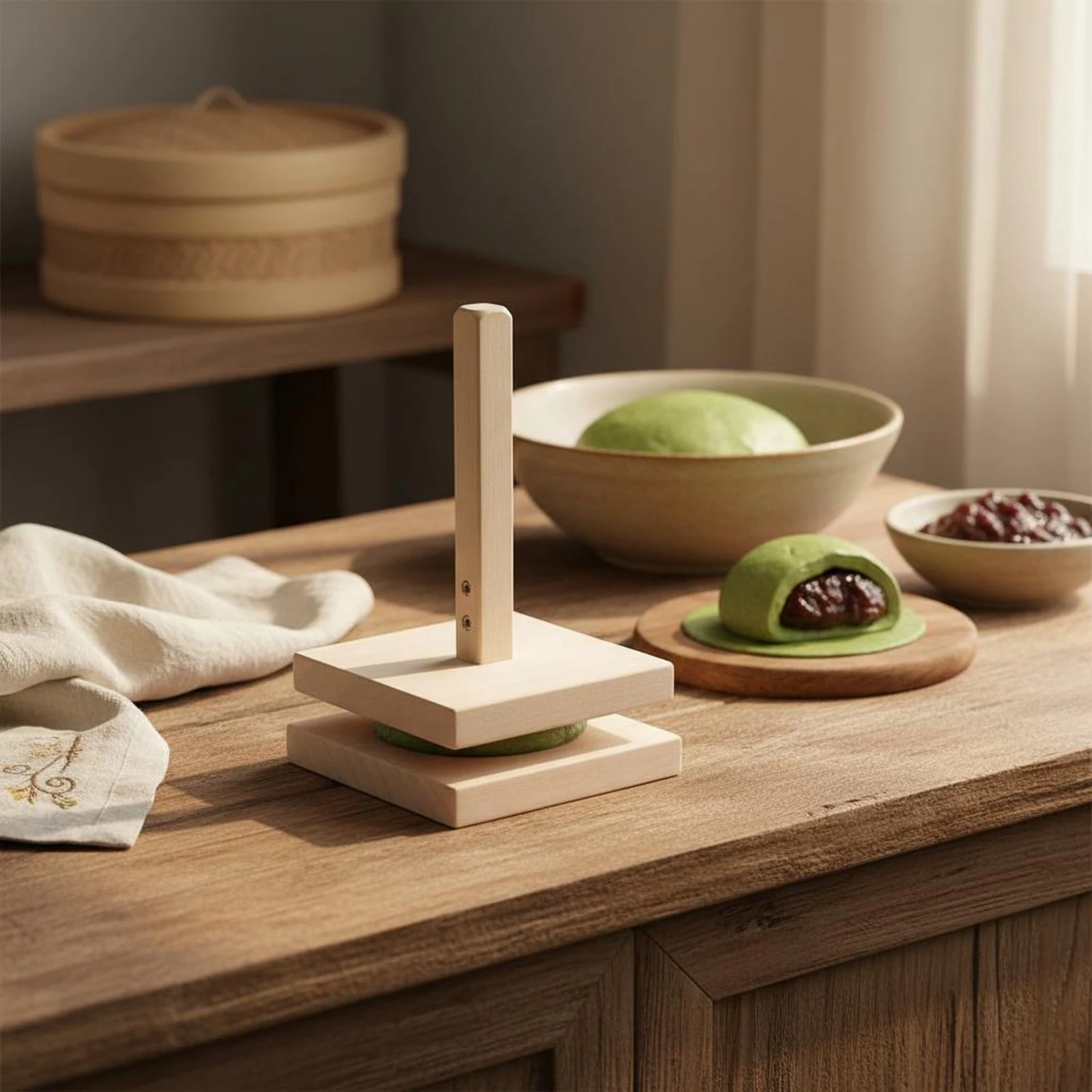 Dumpling Wrapper Press Solid Wood Construction Wooden Dough Presser Wooden Dough Press Versatile Dumpling Skin Tool