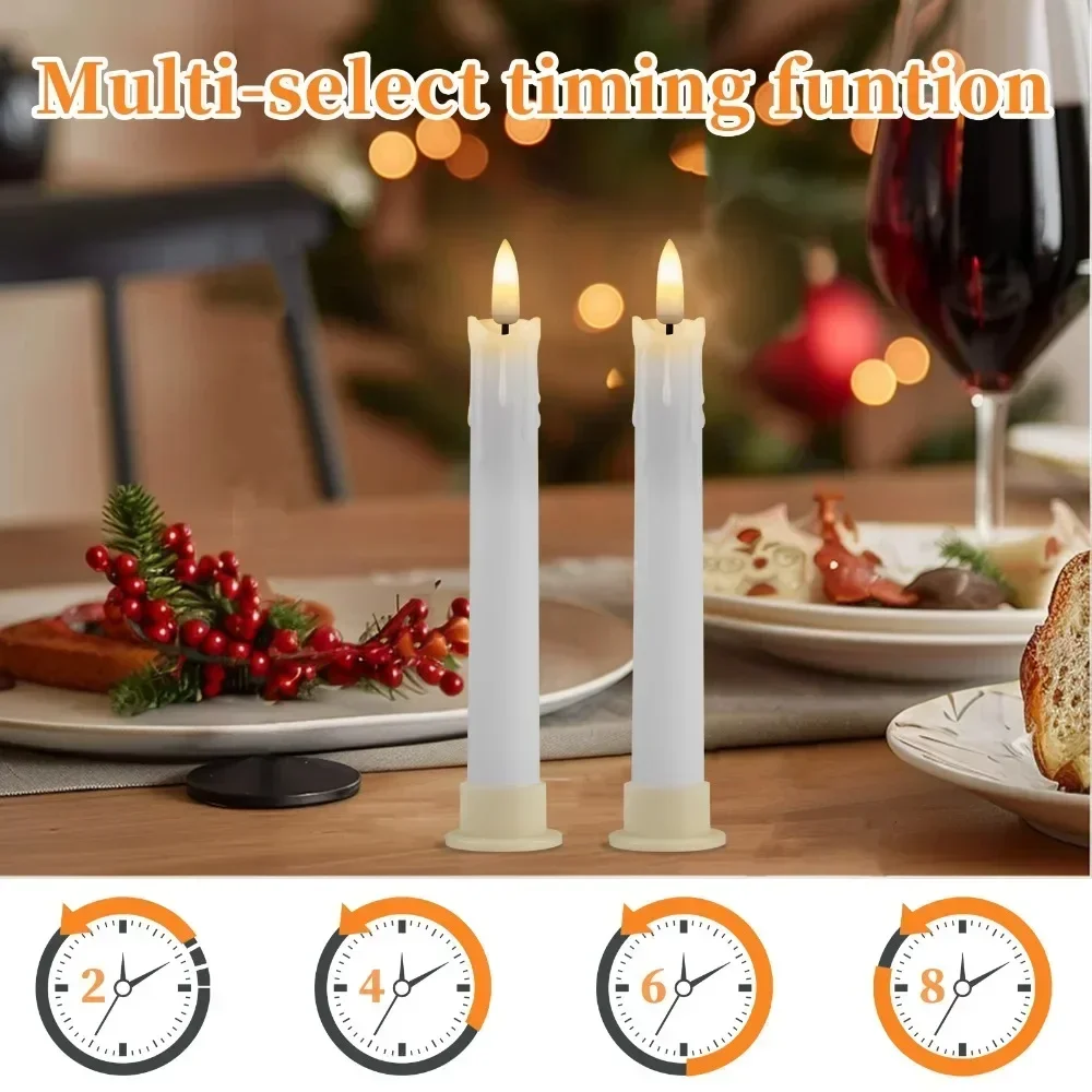 17CM Flameless LED Taper Candle with Remote Flickering Electronic Candle CandleStick Window Candle for Halloween Christmas Decor