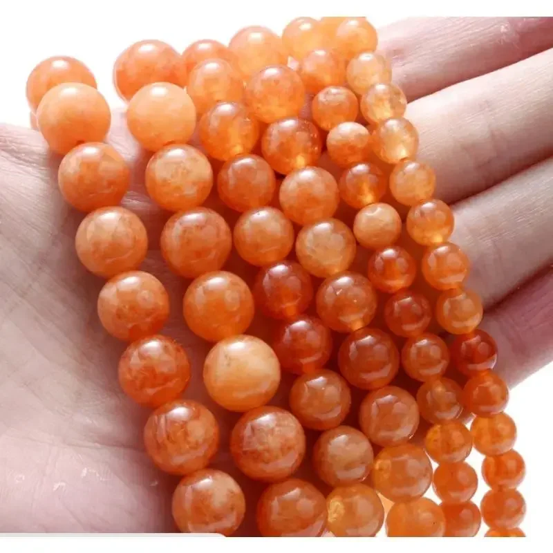 

Fashion Natural Stone sunstone Charm Loose Bead DIY Round Beads Jewelry Accessories