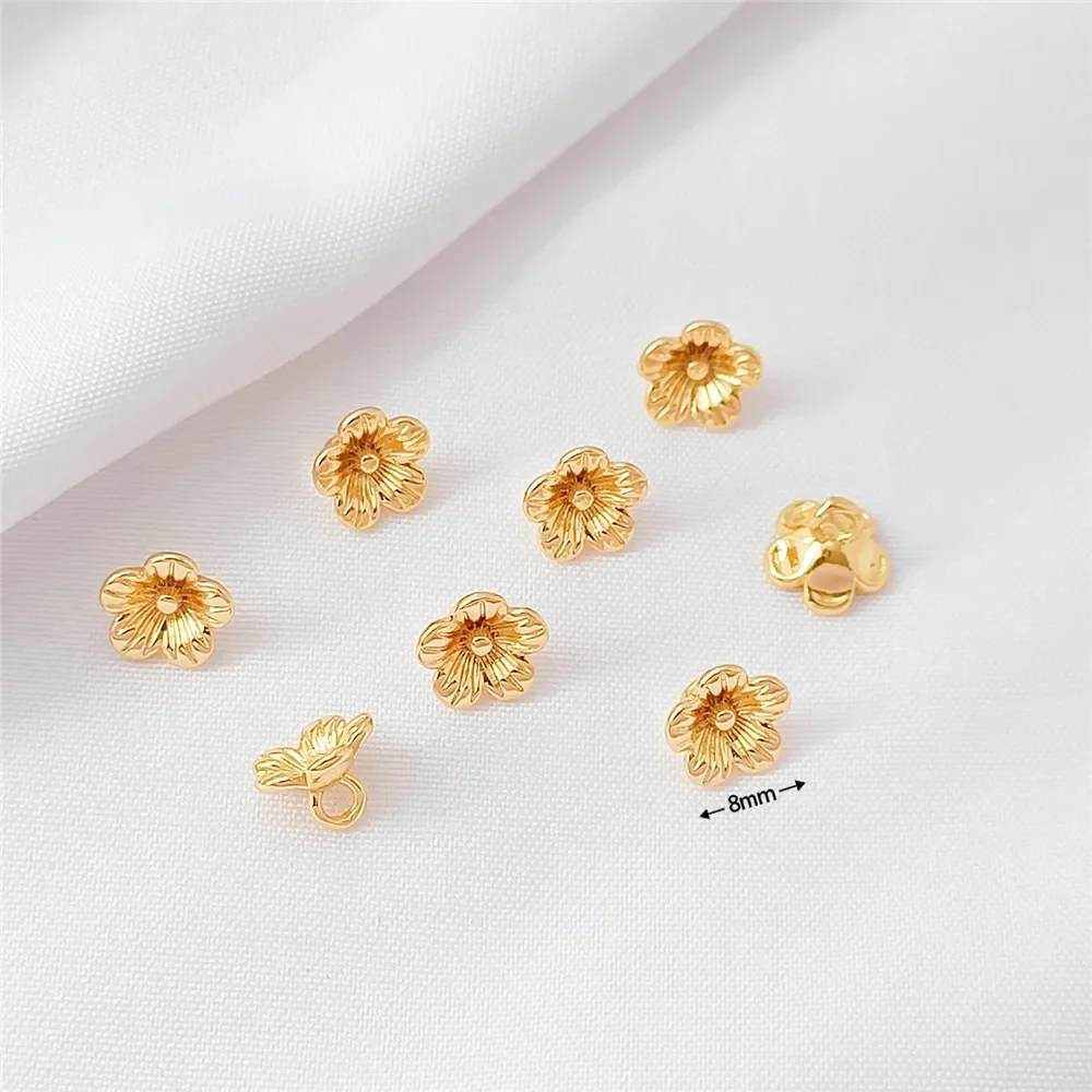 실버 14K 금도금 은방울꽃, 장미, 벚꽃 펜던트, DIY 수제 팔찌, 목걸이, 재료 및 액세서리