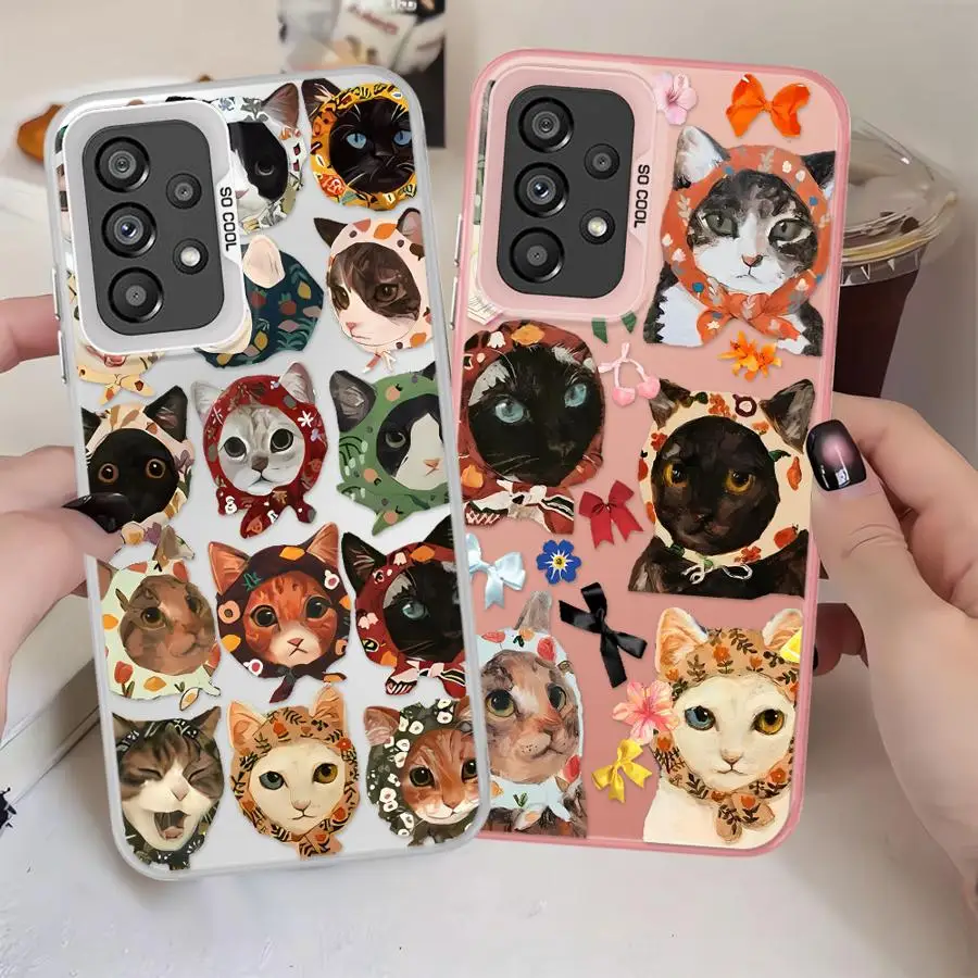 

Case for Samsung Galaxy A23 A71 A17 A52 A32 A36 A72 A25 A73 A13 A54 A16 A34 A14 A56 A12 Phone Cover Cartoon Pet Cat