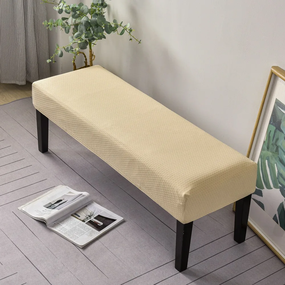 

Velvet Dining Chair Cover Stretch Piano Stool Cover Long Ottoman Cover Solid Color Bench Slipcover Changing Shoes Bedside Home