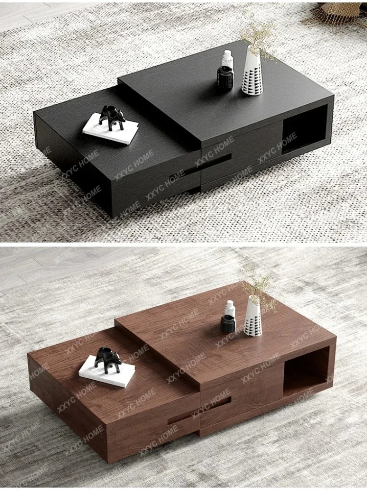 

cc182R11 Modern Minimalist Retractable Storage Coffee Table TV Cabinet Combination Living Room Furniture Black Oak Coffee