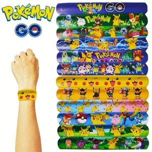 3/12 buah Gelang Lingkaran Snap Pokemon Gelang Figur Anime Pikachu Mainan Puzzle Pita Tamparan Anak Laki-laki Perempuan Mainan Pesta Ulang Tahun Anak Laki-laki 10 gantungan kunci dva penjualan terbaik - №