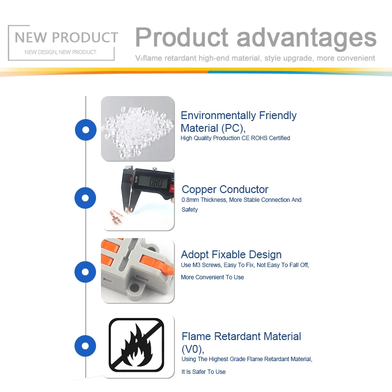 25/50/100Pcs Fast Compact Conductor Splitter Splicing Terminal Block M3 screw fixing Wire Connector For Electric Cable Splicing