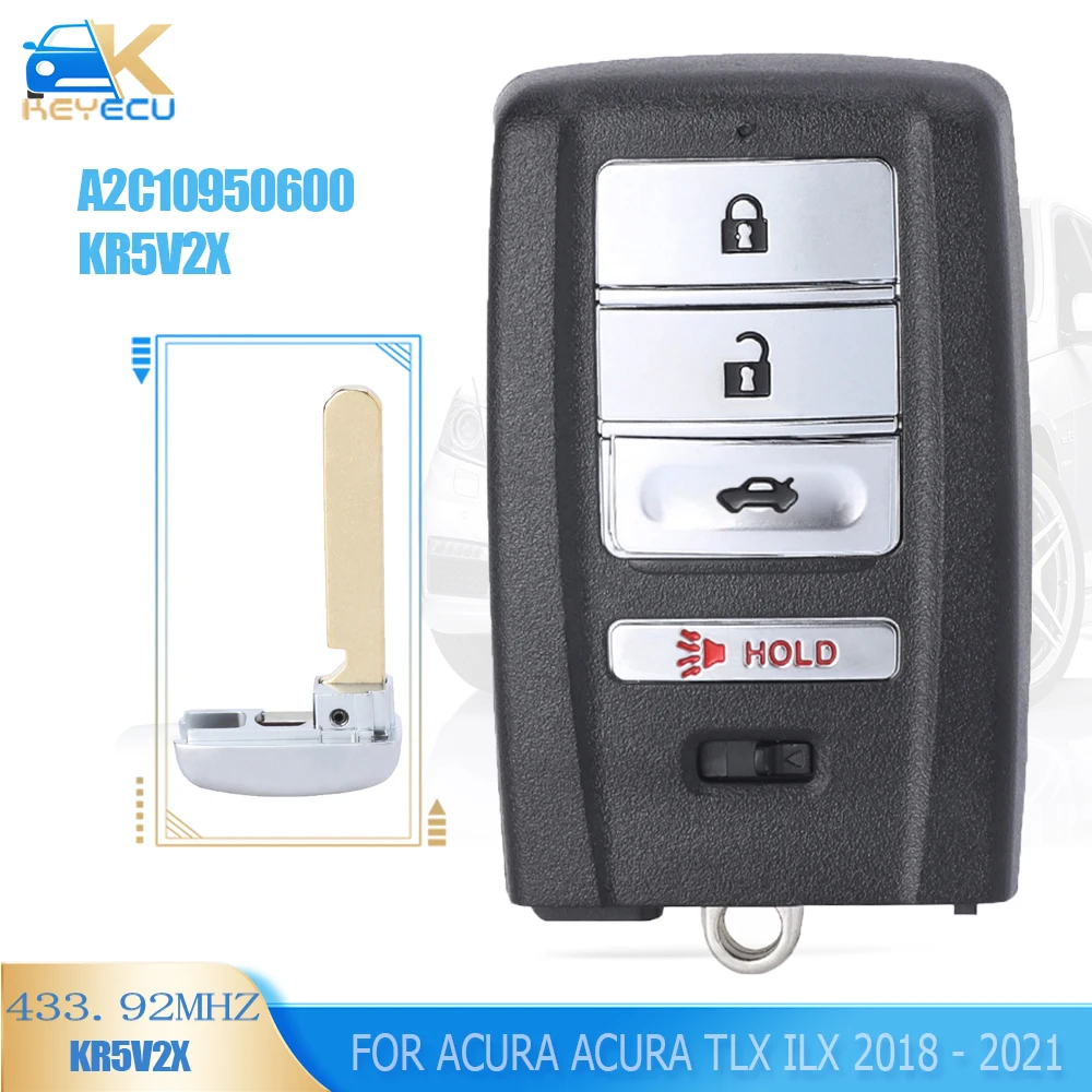 

KEYECU A2C10950600 KR5V2X 433MHz Smart Remote Key 4B for 2018 2019 2020 2021 Acura TLX ILX