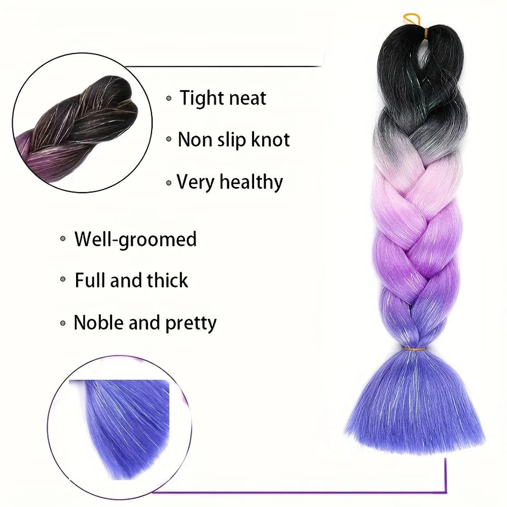 24inch Y2K rainbow Ombre jumbo braids Synthetic wig hair extension Crochet Twist kanekalon for hair cosplay Lolita girl wig hair