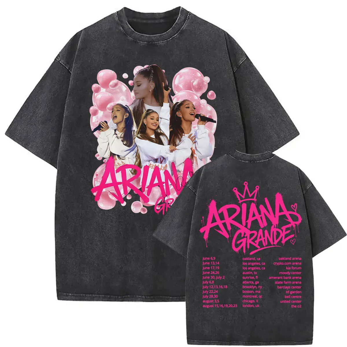 Ariana Grande Eternal Sunshine Tour 2026 Washed T Shirts Men Women Aesthetic Gothic Vintage T-shirts Casual Loose Cotton T-shirt