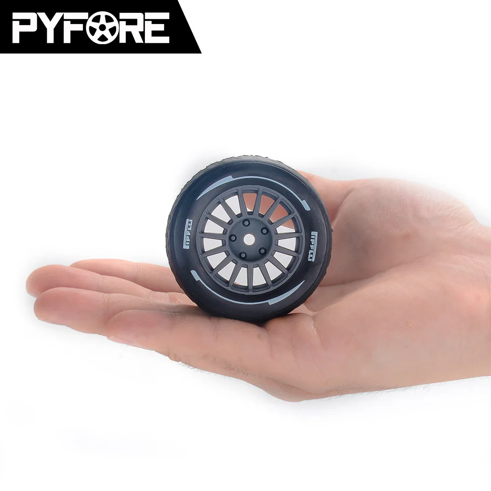 PYFORE 4pcs Tires 58mm * 39mm 1/14 MJX Racing Flat Running Wear-resistant Tire Skin Modification Accessories Universal Tire