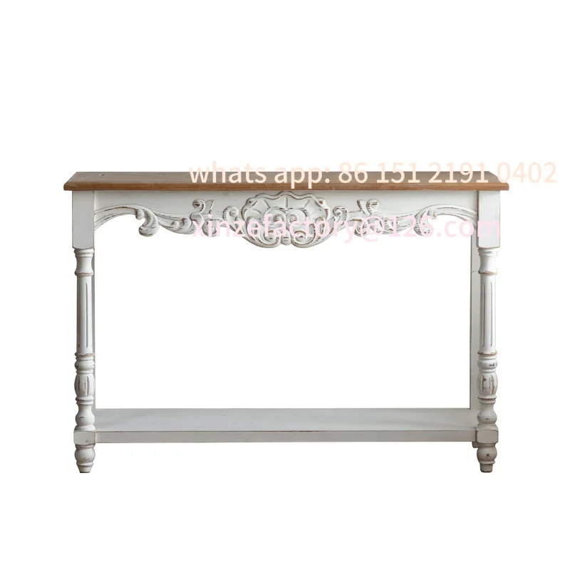 

Customizable White Cream French Engraved Entrance Table, Home Storage Desk