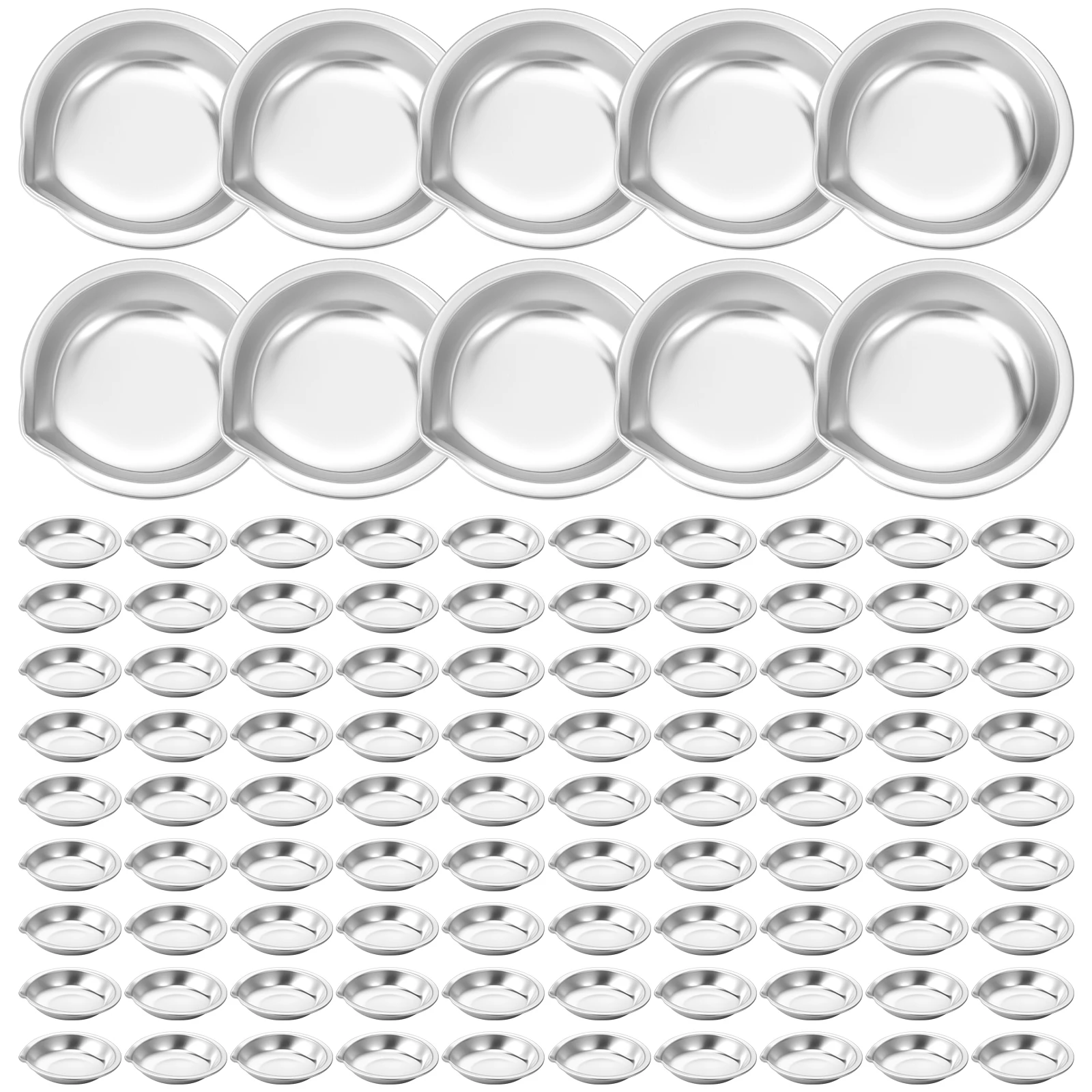 

100 шт., маленькая круглая чаша для краски из нержавеющей стали, устойчивый к ржавчине лоток для смешивания акварельных красок с горлышком для художественной живописи