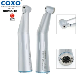 COXO Dental Low Speed Handpiece LED Fiber Optic 1:1 Contra Angle Push Button Internal Water Spray E Type