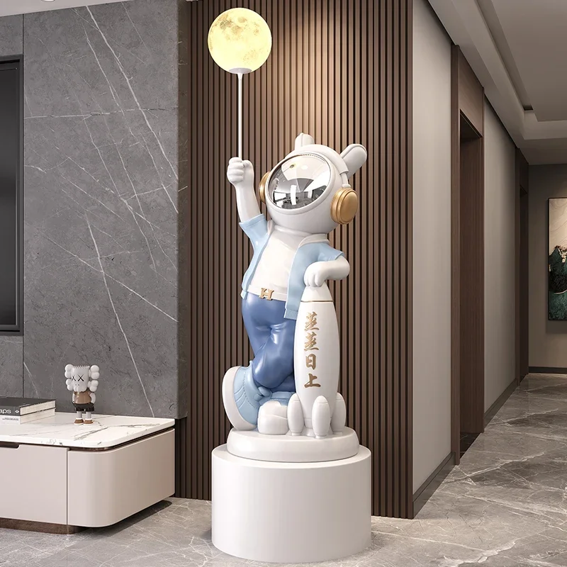 

Home Decor Rocket Astronaut Sculpture Floor Decoration Moon Lamp Cafe Bar Living Room TV Cabinet Side Statue Decoration Gifts