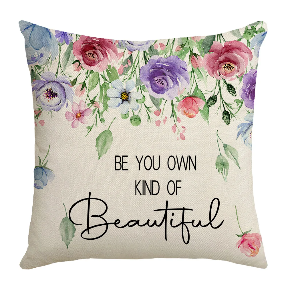 New Lavender Pillow Cover Purple Spring/Summer Printed Car Cushion Cover Bedhead Pillow Cover Home Decoration