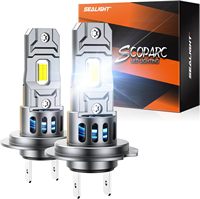 S2S-H7 Pair Car Front LED Headlight Car Headlamp Hi/Low Beam Super Brightness Light Bulb 6500K Cool White