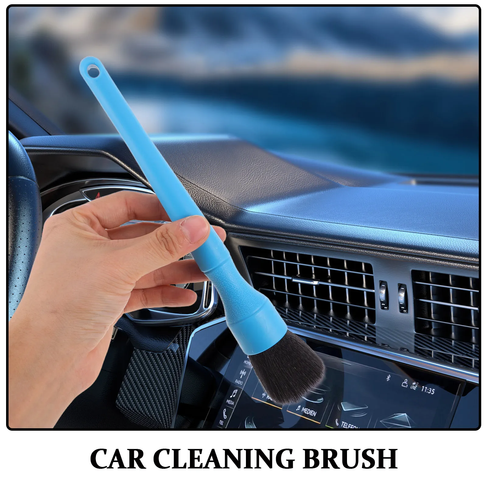 Car Interior Cleaning Brush Soft Bristles Detailing Tool Scratch-Free Dashboard Air Vent Dust Remover Portable Auto Duster Car