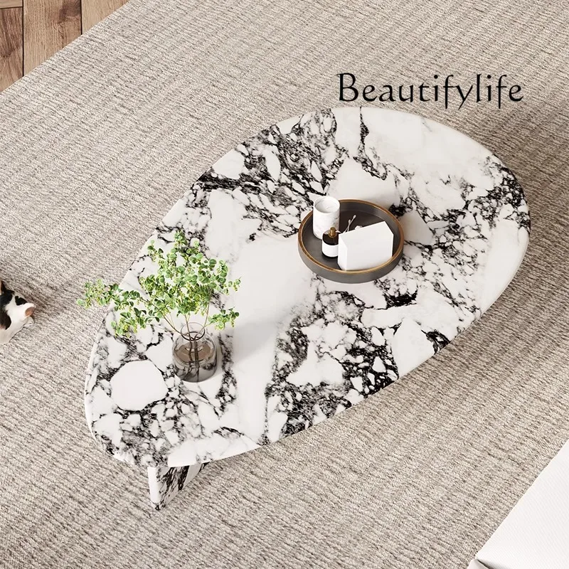 

Vein Marble Irregular Shape, Luxury Small Living Room Centerpiece French Cream Coffee Table - Calacatta Gol