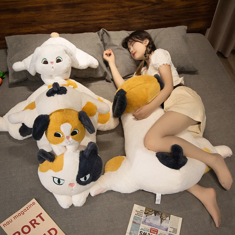 

Cute Cartoon Large Lying Cat Rabbit Dog Plush Toys Kawaii Stuffed Plushies Dolls Soft Soothing Pillow Home Decor Birthday Gifts