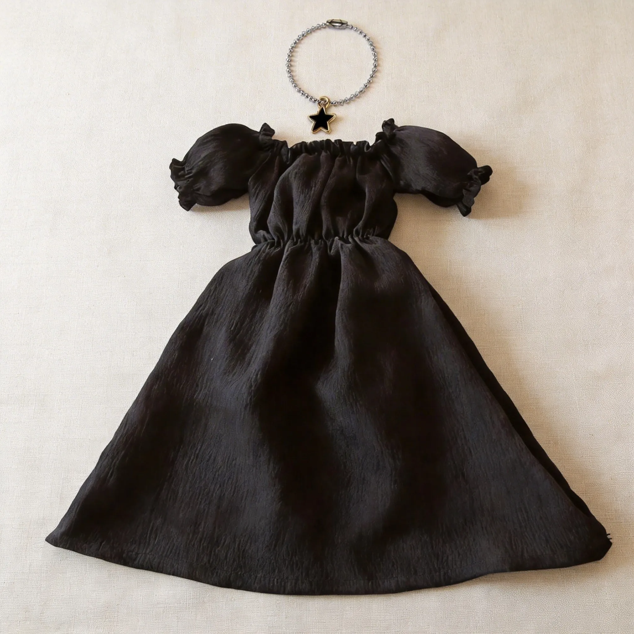 

Элегантный винтажный комплект одежды для куклы BJD 1/4 (45 см): платье с открытыми плечами и пышными рукавами, кулон-ожерелье, романтический наряд