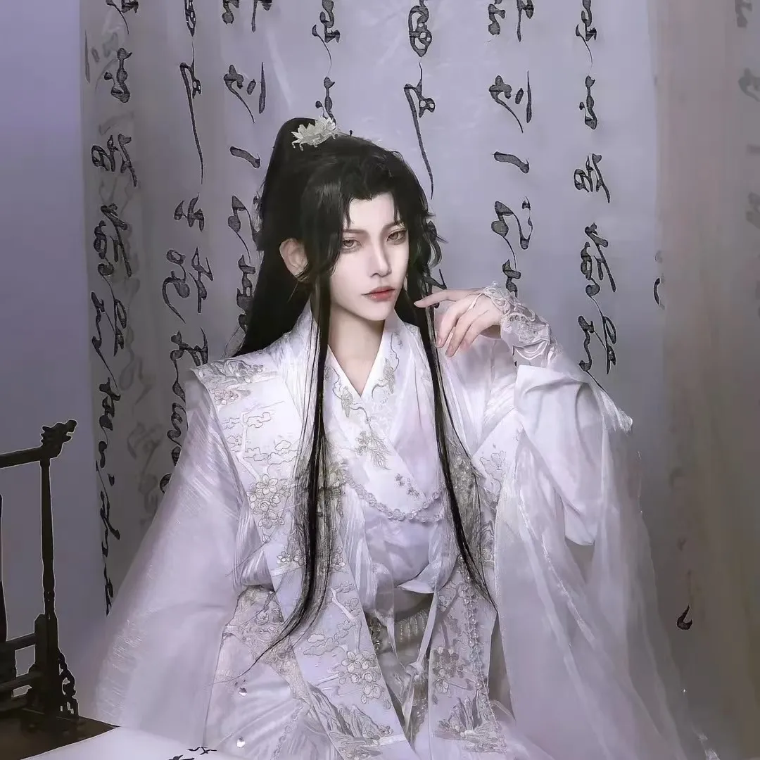 المسلسل التلفزيوني الصيني TGCF 2HA Tian Guan Ci Fu Xie Lian Chuwanning أزياء تنكرية Xie Lian Cos فستان أبيض Hanfu مجموعة كاملة