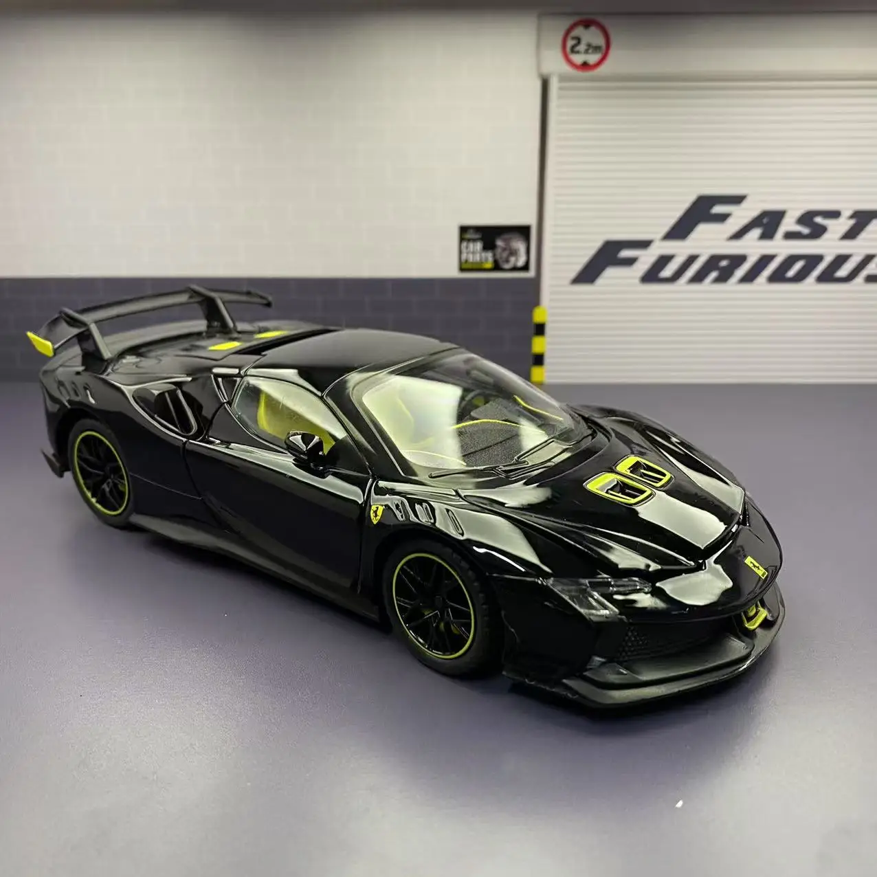 Novo 1:24 sf90 xx stradale supercar liga modelo de carro som e luz puxar para trás brinquedo das crianças colecionáveis presente aniversário