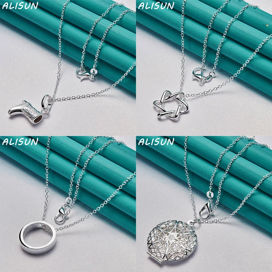 

ALISUN 40-75cm 925 Sterling Silver Design Pendant Necklace For Women Men Anniversary Gift Popular Wild Fashion Romantic Jewelry