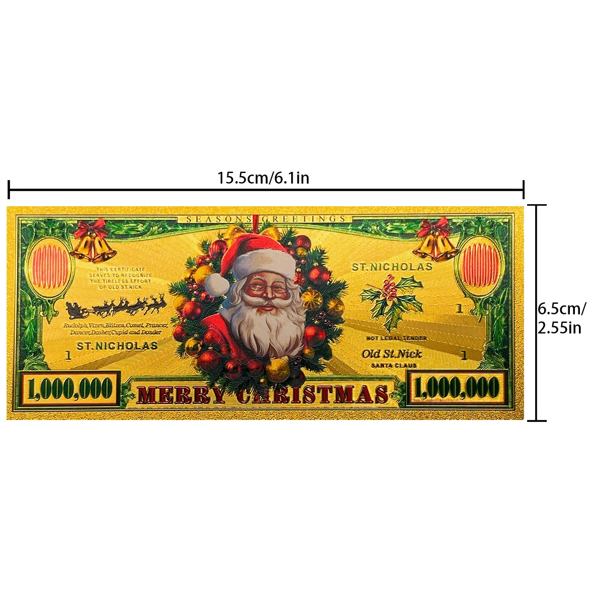2025 هدية الكريسماس الأوراق النقدية المطلية بالذهب 1 مليون دولار سانتا كلوز الأيائل عيد الميلاد الأوراق النقدية الزخرفية لجمع هدايا العيد
