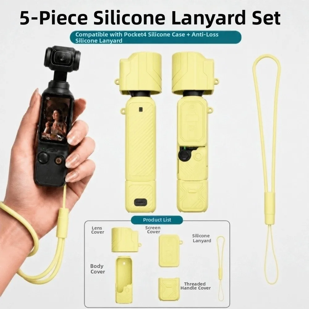 5PCS/Set Soft Silicone Silicone Protective Case Anti-Scratch Shock Absorbing Camera Shell Cover for DJI Osmo Pocket 4