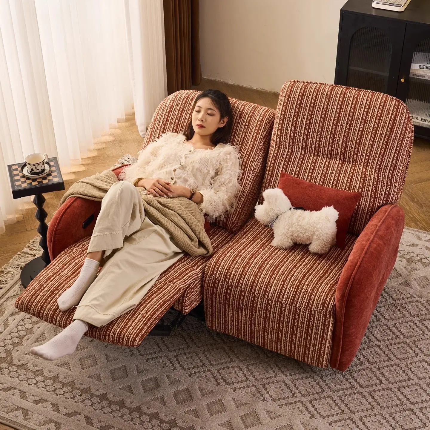 Medieval multi-functional double sofa small apartment can lie down and sleep retro