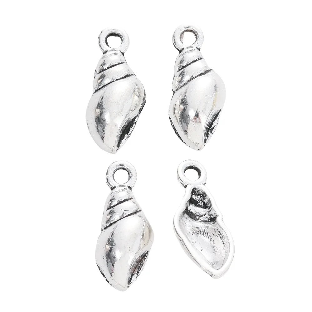 20 Pcs/Lot 6x15mm Antique Silver Color Conch Charms Pendants For Bracelets Earrings Jewelry Making