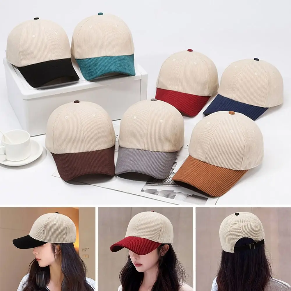 

Casual Patchwork Color Design Baseball Cap Versatile Velvet Corduroy Hat Sun Shading Sun Protection Sport Hats Children's