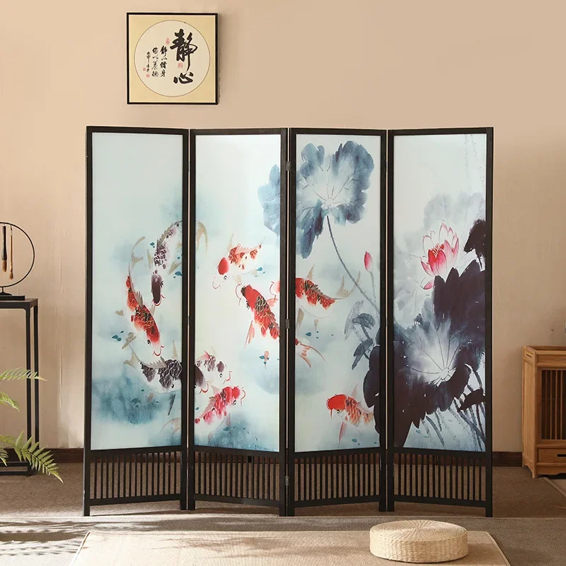 New Chinese screen pine dyeing frame hotel office partition home tea room storage porch mortise and tenon structure