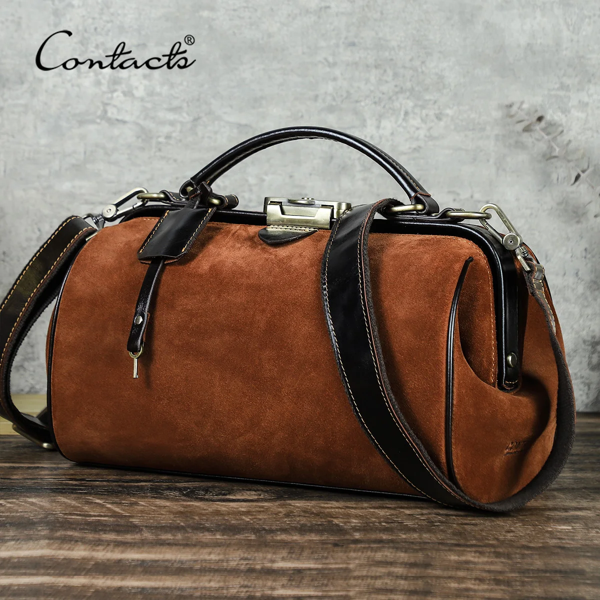 

CONTACT'S Сумка на плечо из натуральной замши для женщин Сумка-тоут из натуральной замши Сумка через плечо Офисная женская сумка для врача Женская