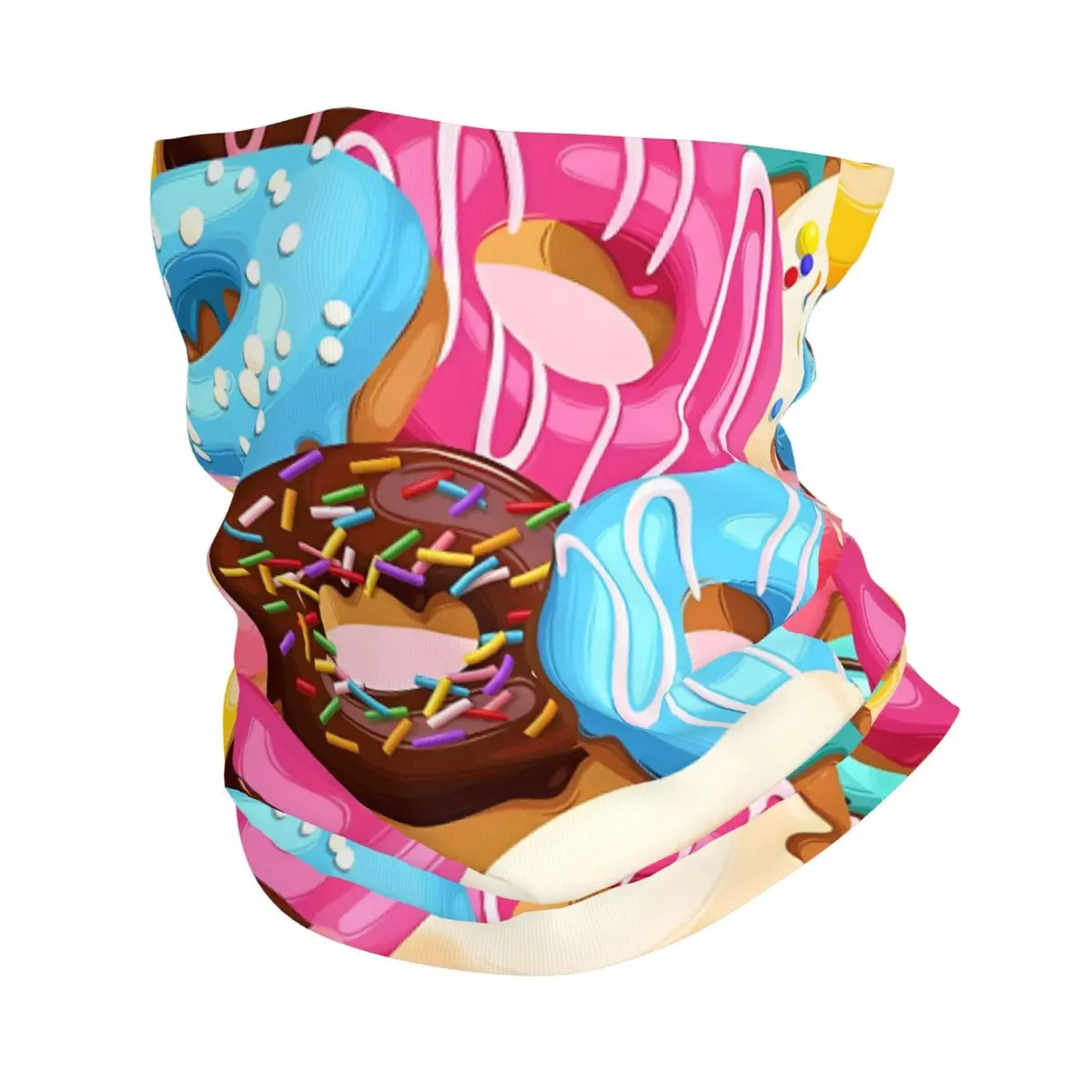 Donut Padrão Fino Envoltório Lenço, Bandana Neck Gaiter, Tampa Do Rosto, Headband