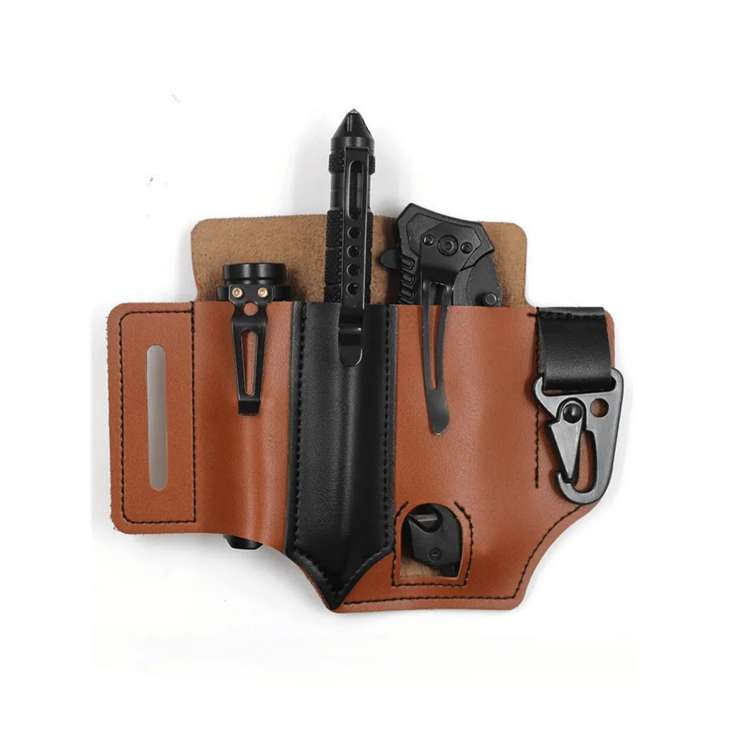 

Tactical Tool Leather Sheath, Vintage Outdoor Waist Bag, Sports Waist Bag For Knife & Flashlight Fathers Day Gifts