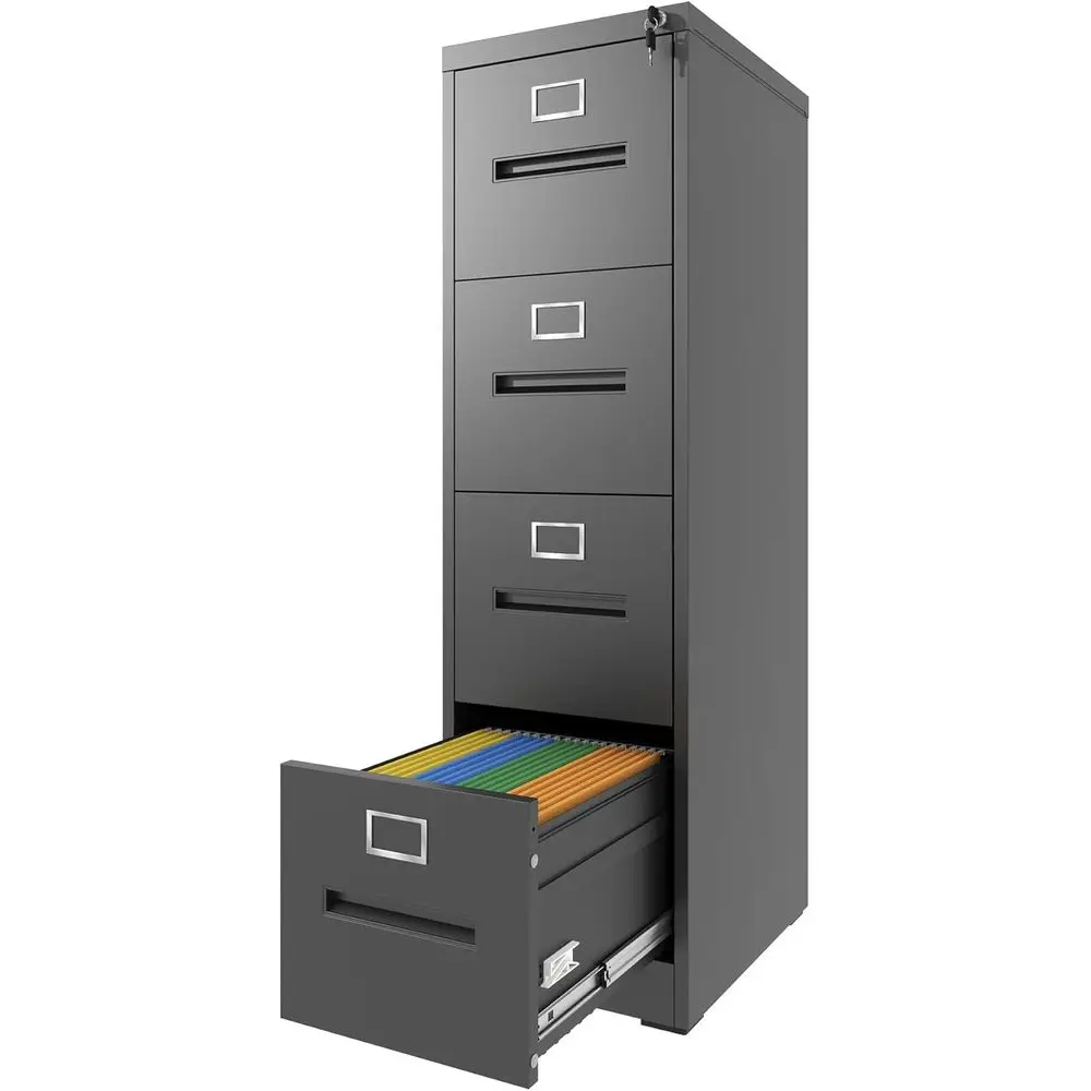 

Металлический шкаф с 4 дверцами и замком, для документов формата А4 или Legal, 15.16 Ш x 17.72 Г x 52.28 В, черный