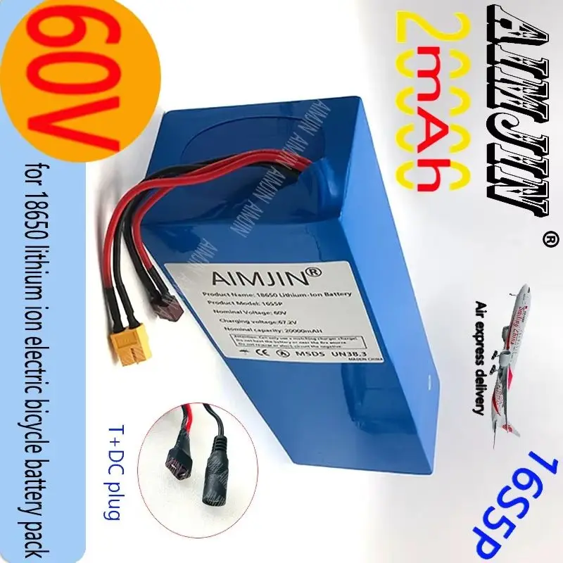 

16S5P Li-ion Battery Pack 60V 20AH high-power 2000W is suitable for Motorcycle,scooter,Bicycle MotorReplace battery T+DC Plug