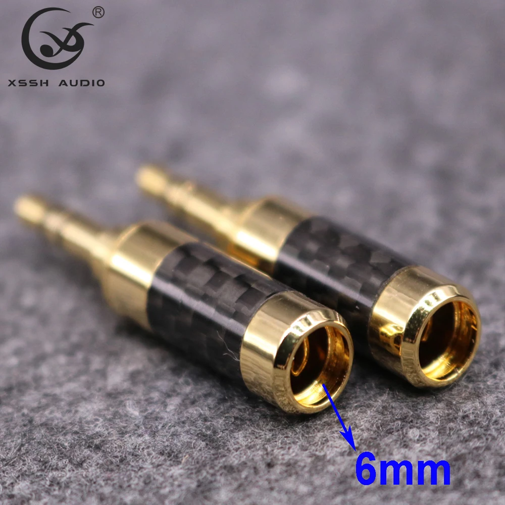 10 Uds YIVO Hi-end chapado en oro Audio macho auriculares enchufe fibra de carbono 3,5mm estéreo 1/8 "conector Jack para Cable de 3mm ~ 6mm